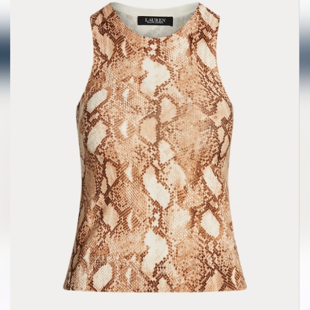 Lauren Ralph Lauren Snakeskin Print Cotton Blend Tank Top